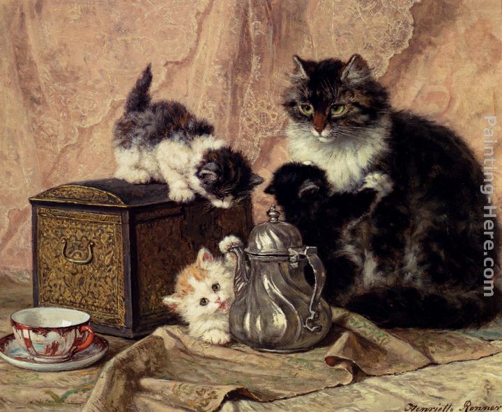 Teatime For Kittens painting - Henriette Ronner-Knip Teatime For Kittens art painting